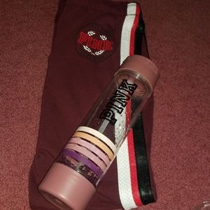 Vs PINK joggers and water bottle